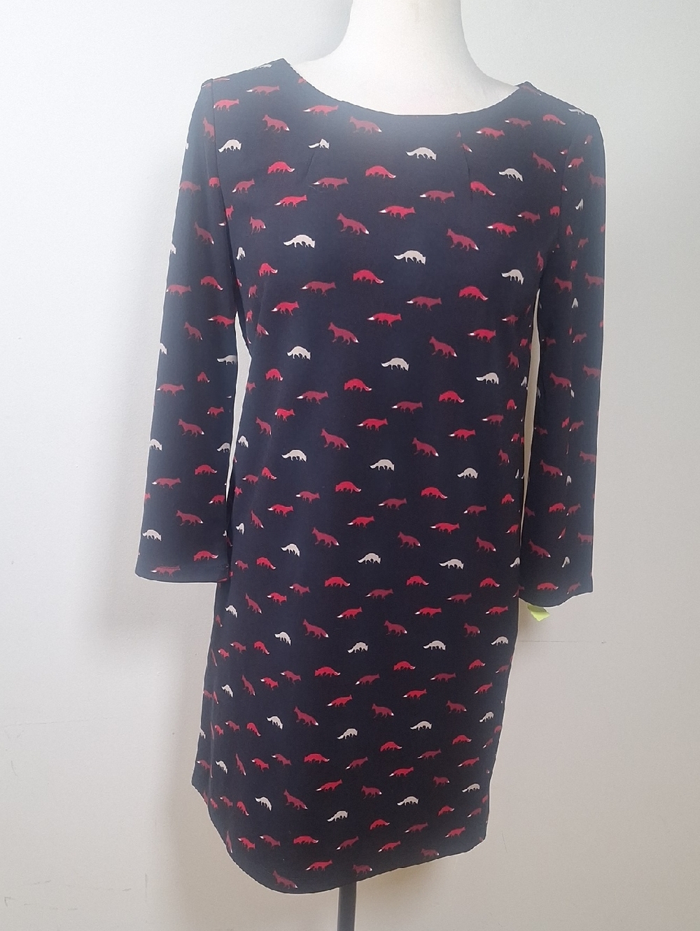 Vivianne TAM Fox Print 3/4 Sleeve Shift Dress Size 4